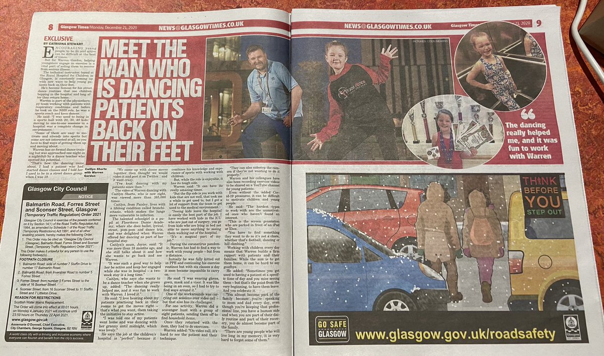 WarrenGordon6's tweet image. Thank you so much @LadyCatHT for this awesome article. Its all about getting our patients moving! @RHCGlasgow #movemore #movementismedicine #rhcphysio #dancinginhospital #glasgowtimes @Glasgow_Times
