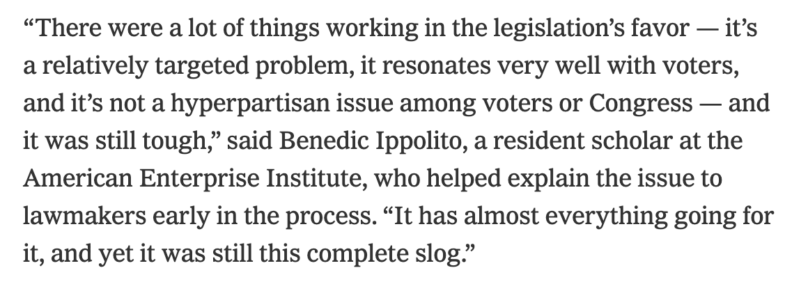 Surprise medical billing was a weird Washington issue. Both parties wanted it fixed. Voters wanted it fixed. There was strong research describing the problem and several targeted solutions. The fact it took two years is instructive.  @ben_ippolito: