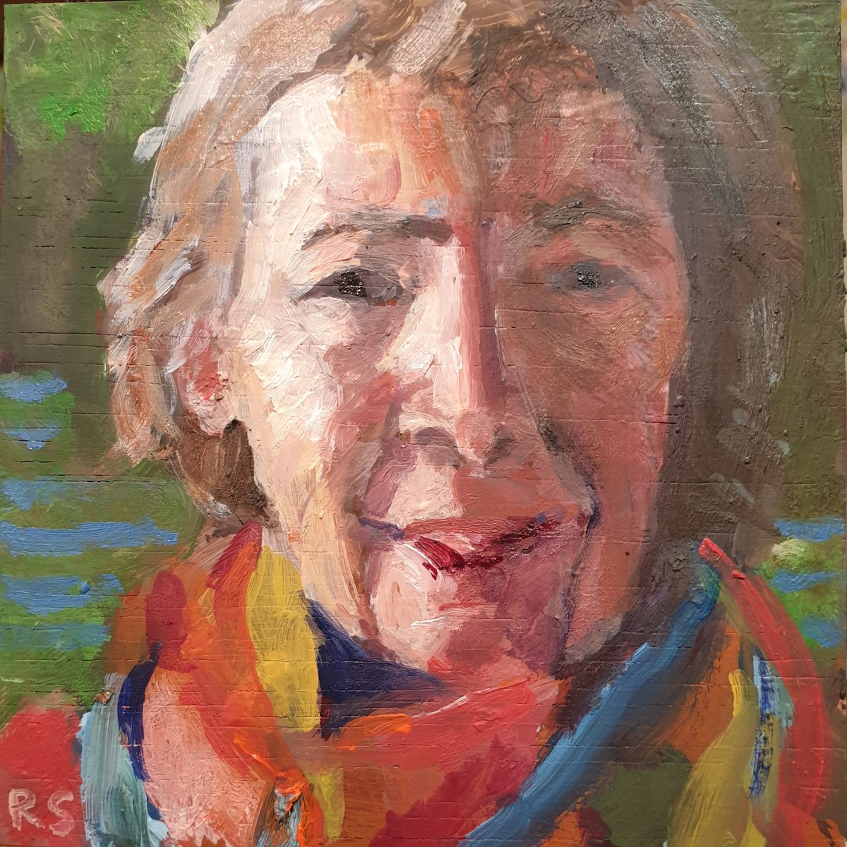Schworks_nl's tweet photo. In mijn atelier is niemand, behalve Katri. Minischilderijtje, 12 x 12 cm.

In my studio is no-one, except Katri.
#portrait 
#painting https://t.co/obvEdLpnrY