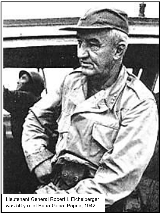 Just 11 days later Byers was also wounded by a sniper; the 3rd General to be WIA at Buna.All three were within 70m from Japanese lines at the time.Eichelberger was now the last General with 32d Division – in brutally close combat with elements of Japanese Army and Naval units.