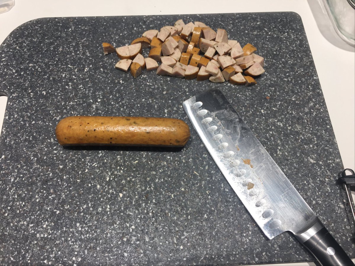HealthAlfredo's tweet photo. Day 14(9): #Whole30 #applegate #WorkingCook #Cook #DaysOff #Holidays cutting up that @Applegate #Whole30approved Sweet Italian chicken sausage to go with some sweet potatoes ๐ Iโm pan frying up for #breakfast https://t.co/1KrJwjbti5