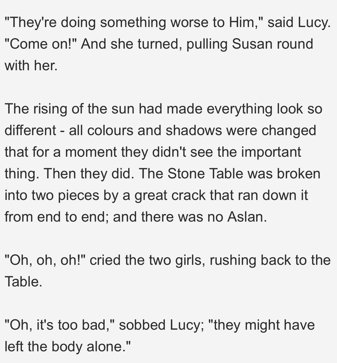 I looove that the 2 girls are the 1st ones to know what Aslan did & what happened to Him. This went over my head as a(n oblivious) kid. Linking my friend  @jennaep7  https://arcdigital.media/sorry-john-macarthur-were-not-going-home-aac8c3bc7d83: “God chose a woman as the 1st giver of the good news, the 1st human vessel for the gospel.”