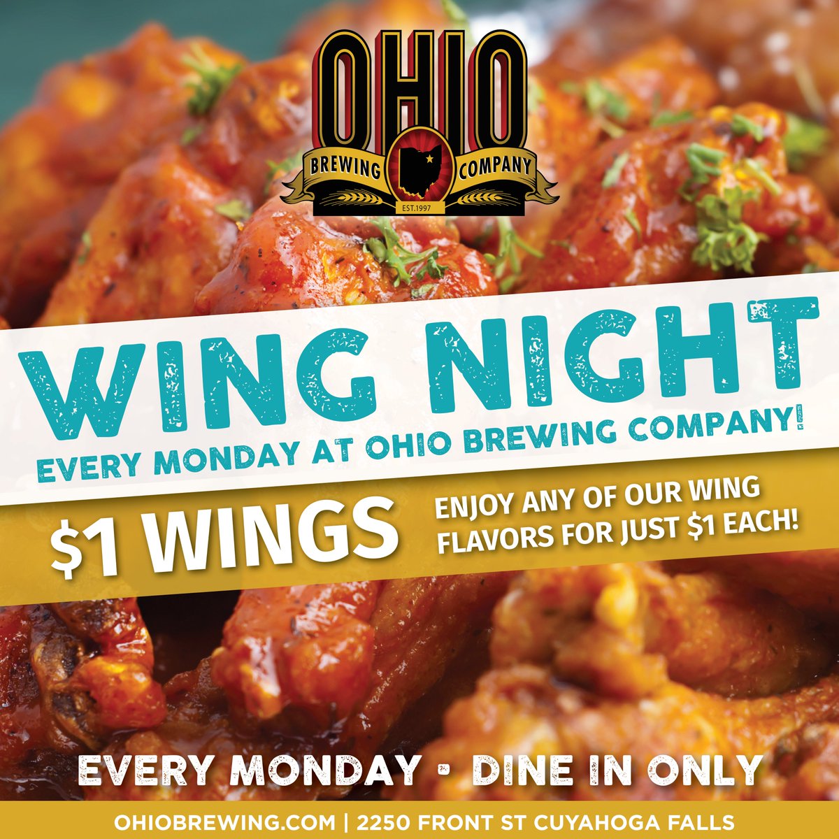 Monday means Wing Night at OBC! Join us for dinner tonight! 🍻