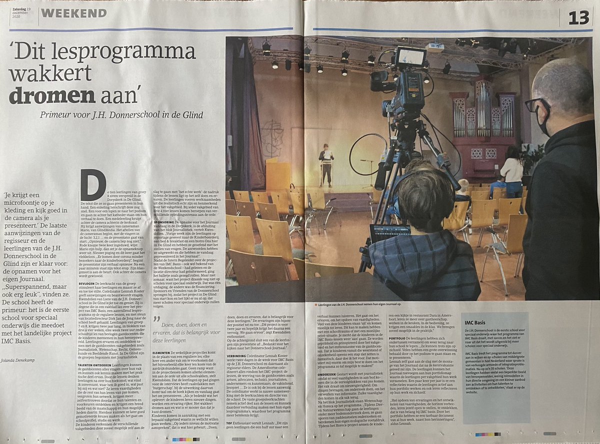 Artikel Barneveldse Krant over primeur voor de Donnerschool. Wij hebben daar onze medewerking aan gegeven. #deglind #jeugddorpdeglind #IMCbasis #donnerschool