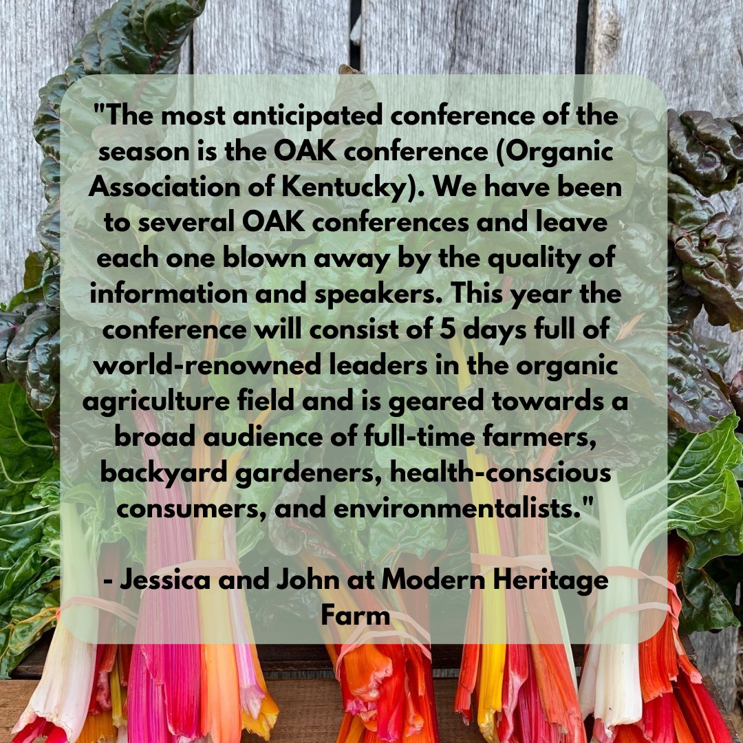 #OAK2021 scholarships for farmers available now - 5 days of collaborative learning and inspiration for growing more resilient and healthier local food systems. oak-ky.org/2021-conference Jan 26-30, 2021 online