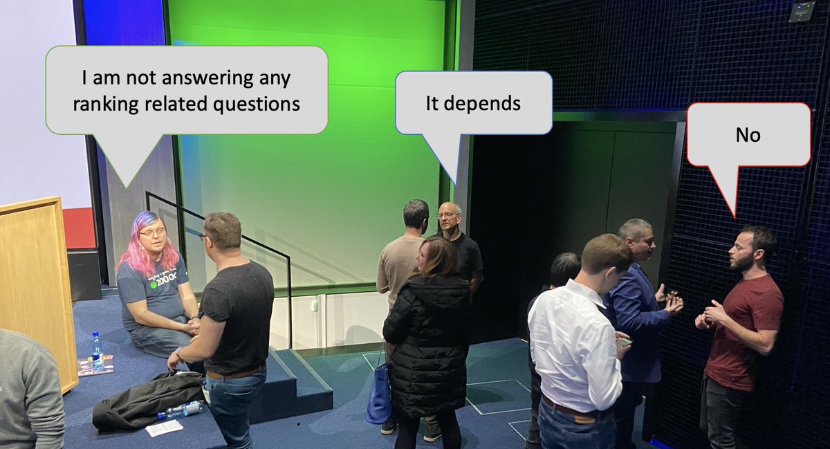 UlrikaViberg's tweet photo. Cleaning up my box and found this pic from the Webmaster Conference in Zürich last year. @g33konaut, @JohnMu and @danielwaisberg ’s replies on repeat 😅 https://t.co/Q2IuTkPyuX