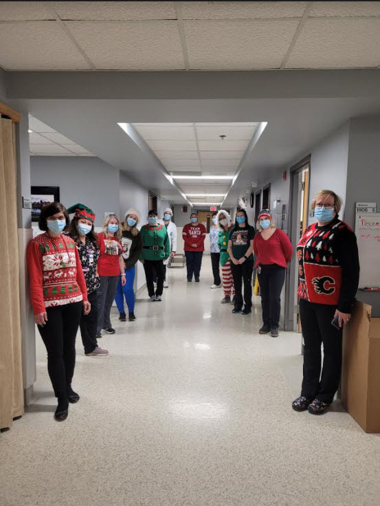 The Ugly Sweater Contest WINNERS!  Congrats to The Nuclear Medicine Department at Royal University Hospital in Saskatoon!  Amazing Team Spirt! 
<a href="/SaskHealth/">Saskatchewan Health Authority</a> #uglychristmassweater