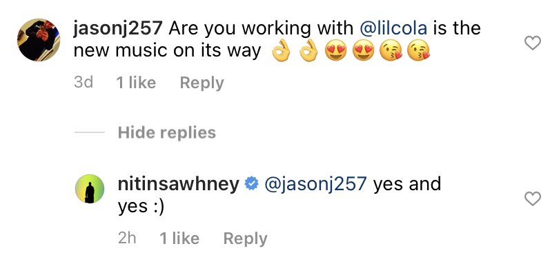 NEW | Possibly not too long to wait until we have new music from Nicola 😍

(Via @ nitinsawhney IG)