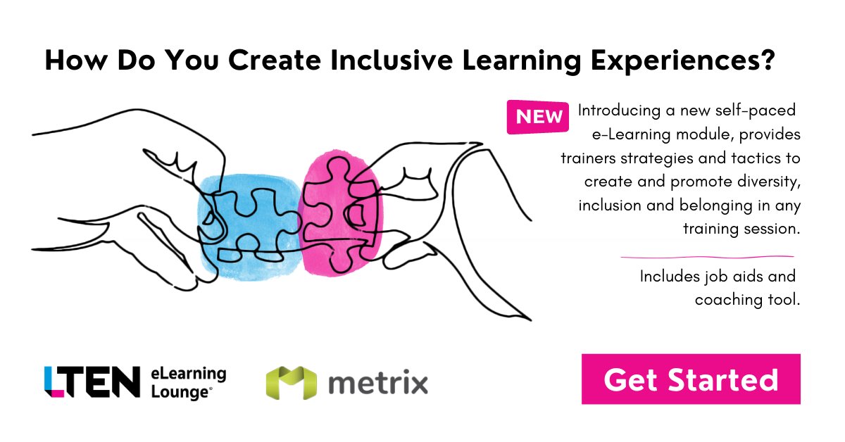 yourLTEN's tweet photo. 📢📢📢 It's here!!!
We now have the Creating Inclusive Learning Experiences module in the #LTEN #eLearningLounge micro-learning trainer series.
https://t.co/PaFglCVQ5G
#diversity #inclusion #belonging https://t.co/drEGARIFpC
