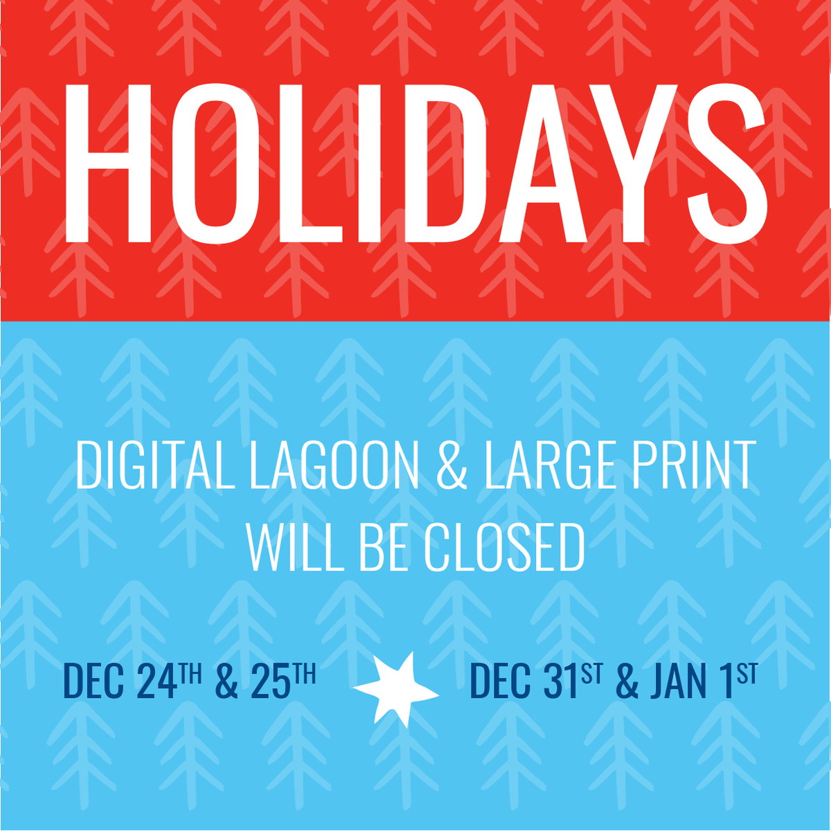 DigitalLagoon's tweet photo. As a reminder, our offices will be closed December 24th &amp; 25th and December 31st &amp; January 1st. We hope you have a wonderful holiday season! https://t.co/K6euWoEw1o