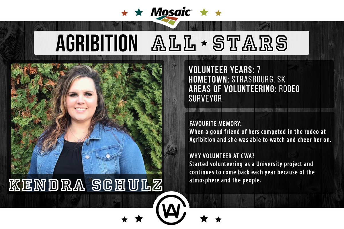 Agribition's tweet photo. Kendra is the Agribition All Star for this week! Thanks for your years of volunteering with with the rodeo and we hope to see you next year! #CWA20 @mosaicincanada https://t.co/K8wdWOTQEW