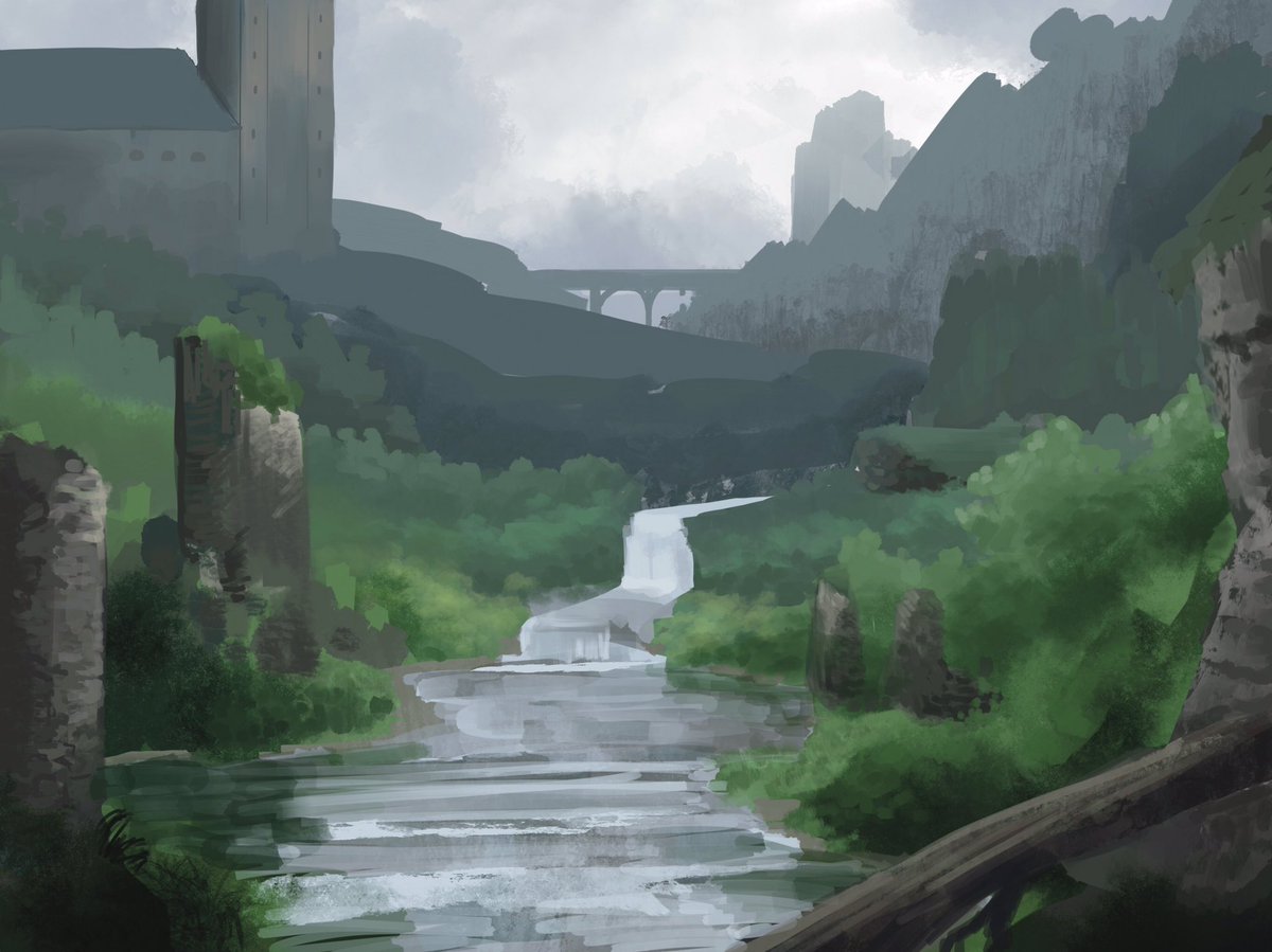 Tried a new technic with <a href="/Procreate/">Procreate</a> ✏️🌳
#digitalart #landscape