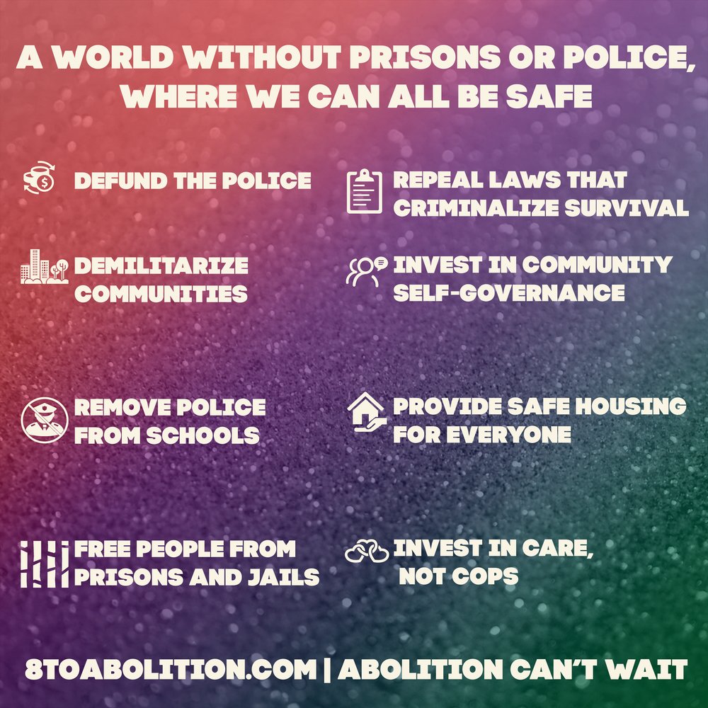  #8ToAbolition was the response of multiple organizers and activists to the ill conceived set of liberal reforms known as '8 Can't Wait,' it sparked discussion around the country on what a world without prisons and police could look like  …https://millennialsarekillingcapitalism.libsyn.com/8toabolition-featuring-nnennaya-amuchie-rachel-kuo-eli-micah-herskind-and-reina-sultan