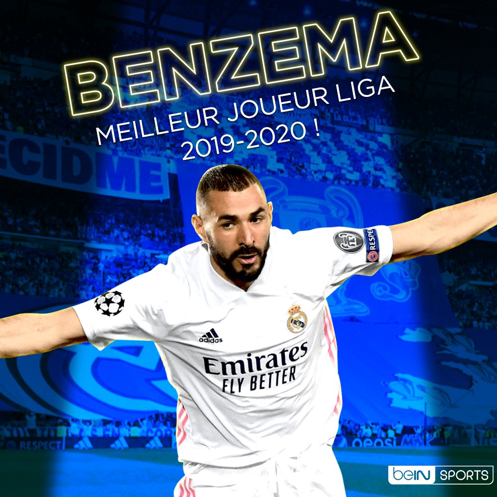 👏 Félicitations à Karim Benzema, élu meilleur joueur de la saison 2019-2020 en Liga par Marca !

🔥 C'est la première fois depuis la saison 2008-2009 qu'un autre joueur que CR7 ou Messi remporte cette distinction !