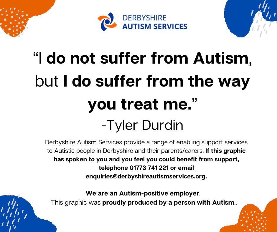 Derbyshire Autism Services (@derbysautism) on Twitter photo We offer a range of services in #Derbyshire for #Autistic people and their parents/carers (where applicable). If you feel like you could benefit from support, get in touch: 01773 741 221/enquiries@derbyshireautismservices.org #AutismAwareness #Autismo #ActuallyAutistic We offer a range of services in #Derbyshire for #Autistic people and their parents/carers (where applicable). If you feel like you could benefit from support, get in touch: 01773 741 221/enquiries@derbyshireautismservices.org #AutismAwareness #Autismo #ActuallyAutistic