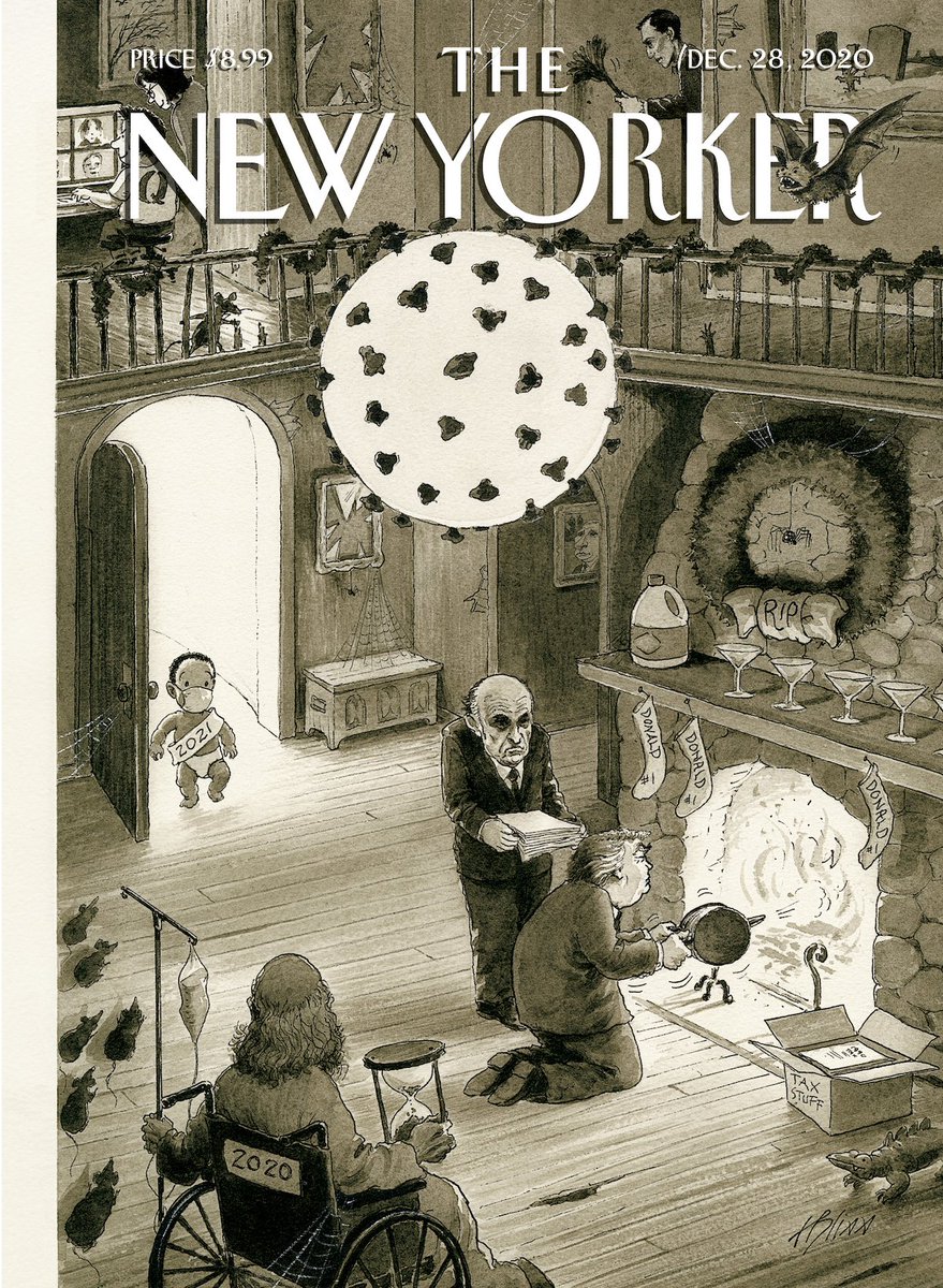 NewYorker's tweet photo. The cover of this week’s Cartoon Issue, “In with the New,” by Harry Bliss: https://t.co/hBslSu1sbb https://t.co/NfYmsuxWdJ