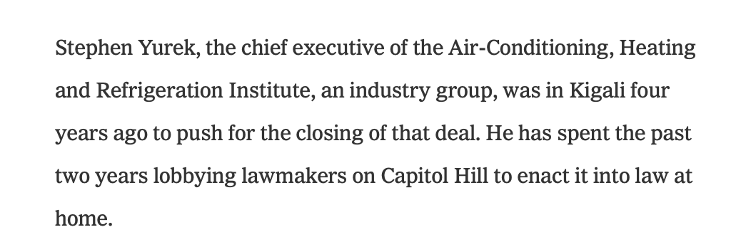 The climate provisions in the COVID relief bill are pure Swamp.The air conditioning industry wants to sell more expensive refrigerants.Disgusting rent-seeking that hurts consumers.Please veto this  @realDonaldTrump.