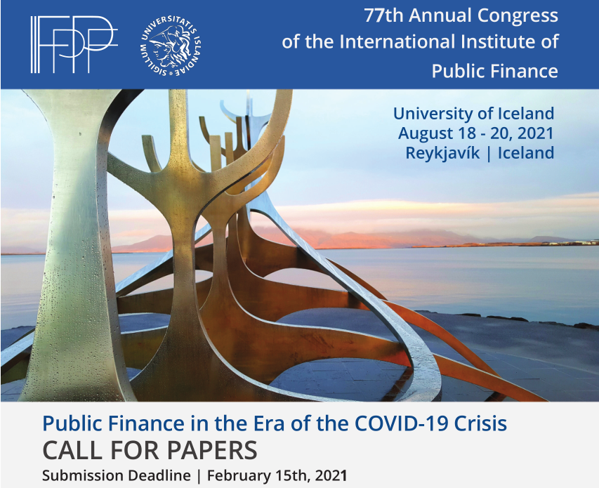 David R. Agrawal (@davidragrawal) on Twitter photo Submit to #iipf2021, (hopefully) in Iceland! Submission deadline Feb 15.
Keynotes by Adda, @mpbitler, <a href="/John_N_Friedman/">John N.Friedman</a>, & Weber on "Public Finance in the Era of the
COVID-19 Crisis"
Call for papers: iipf.org/IIPF_2021_Call…
I'm organizing with <a href="/AlineButikofer/">AlineButikofer</a> <a href="/iipf2021/">77th Annual Congress of the IIPF</a> Submit to #iipf2021, (hopefully) in Iceland! Submission deadline Feb 15.
Keynotes by Adda, @mpbitler, <a href="/John_N_Friedman/">John N.Friedman</a>, & Weber on "Public Finance in the Era of the
COVID-19 Crisis"
Call for papers: iipf.org/IIPF_2021_Call…
I'm organizing with <a href="/AlineButikofer/">AlineButikofer</a> <a href="/iipf2021/">77th Annual Congress of the IIPF</a>
