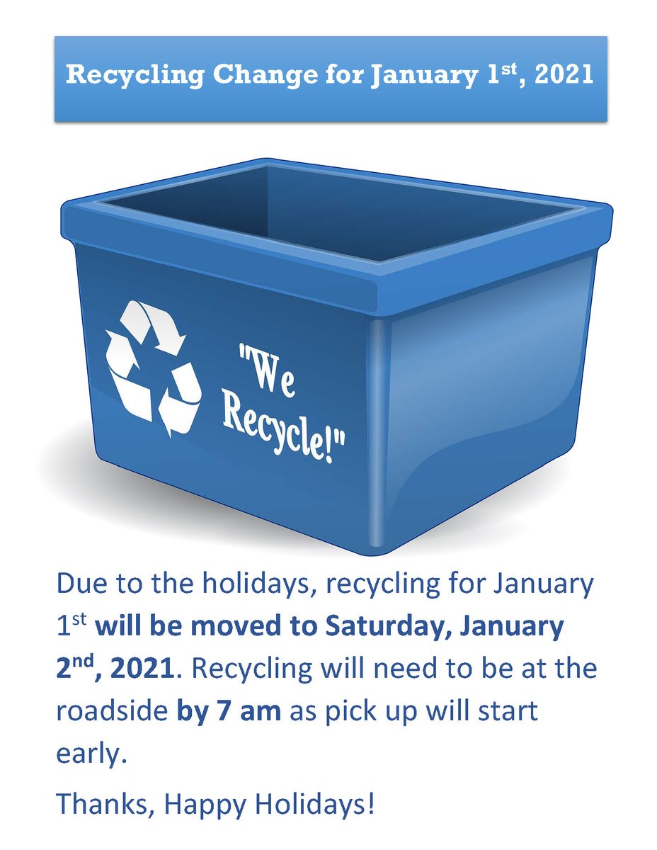 Next recycling date change, please note and share.