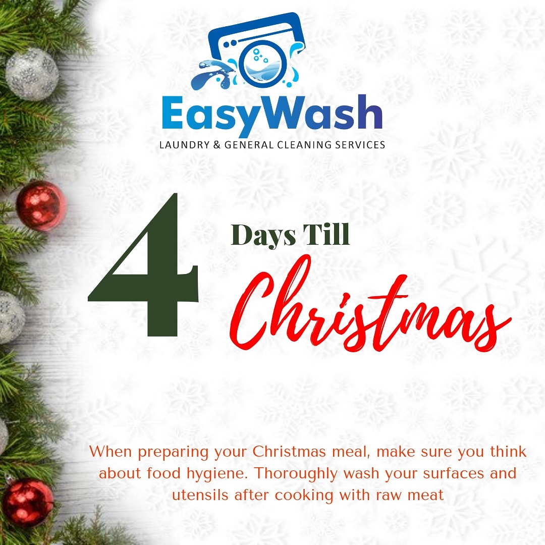 It's the countdown to Christmas! #CountdownToChristmas #4DaysTillChristmas #KanoDrycleaners #DrycleaninginKano #HomeCleaningServicesinKano #KanoLaundry #CleaningServicesinKano