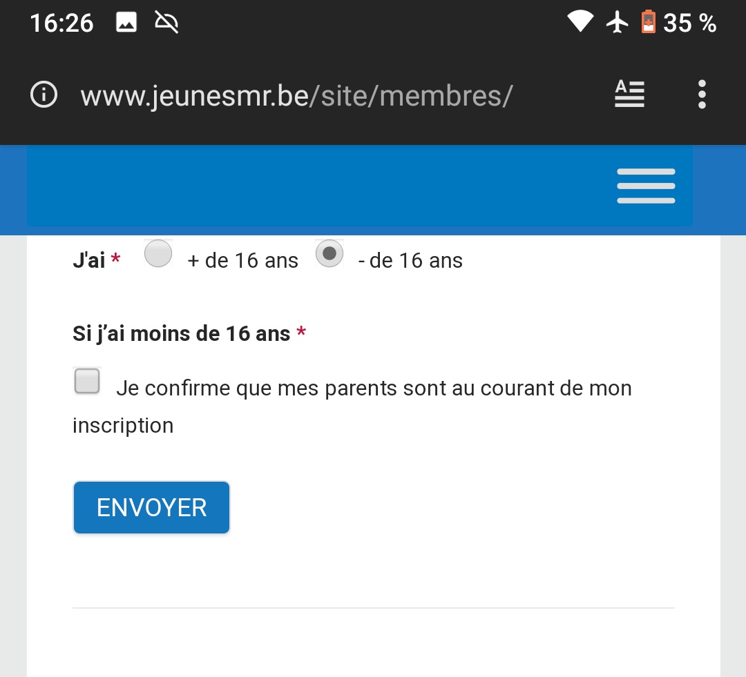 XpressBE's tweet image. Par curiosité j'ai été voir comment ça allait du côté du #MRbe et du #PSbe.
Au MR c'est 15 ans en jurant croix de bois, croix de fer que les parents sont au courant (le MR les contacte-t-ils ?)
Au PS on parle de 16 ans.