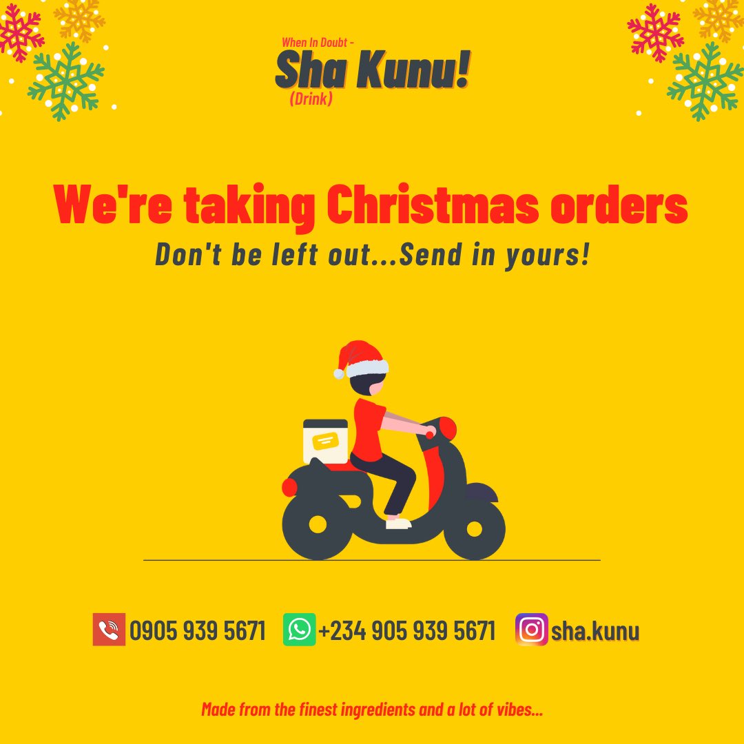 sha_kunu's tweet photo. We’re taking Christmas orders.😃

Don’t be left out...Send in yours!

Sha Kunu is a healthy and nourishing drink for any occasion.

Try a bottle today!🥂 

3rd frame contains some health benefits of Sha Kunu. https://t.co/evBMHp2yYp