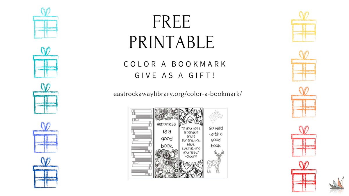 eastrocklibrary's tweet photo. Print and color a bookmark to give as a gift or to enjoy for yourself! Free #printable on our website here: https://t.co/3RAGXycilU #bookmarks #diy #makeagift #coloringpages #coloringprintable https://t.co/YZhF0Y0sYT