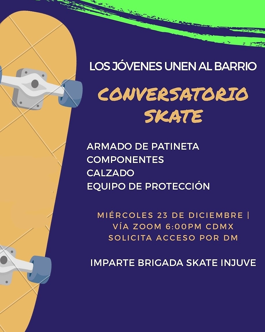 BInjuve's tweet photo. Estamos en casa, por ello te invitamos a platicar entre amigos, sobre tips y trucos para mejorar tu rendimiento y potencial como skater.

Conduce Gabriel Acosta @GaboAcostaSB integrante Brigada Skate Injuve #LJUAB

@InjuveCDMX
@Bety_Olivares

https://t.co/zpvJhCork1 https://t.co/qpYfxhXwN7