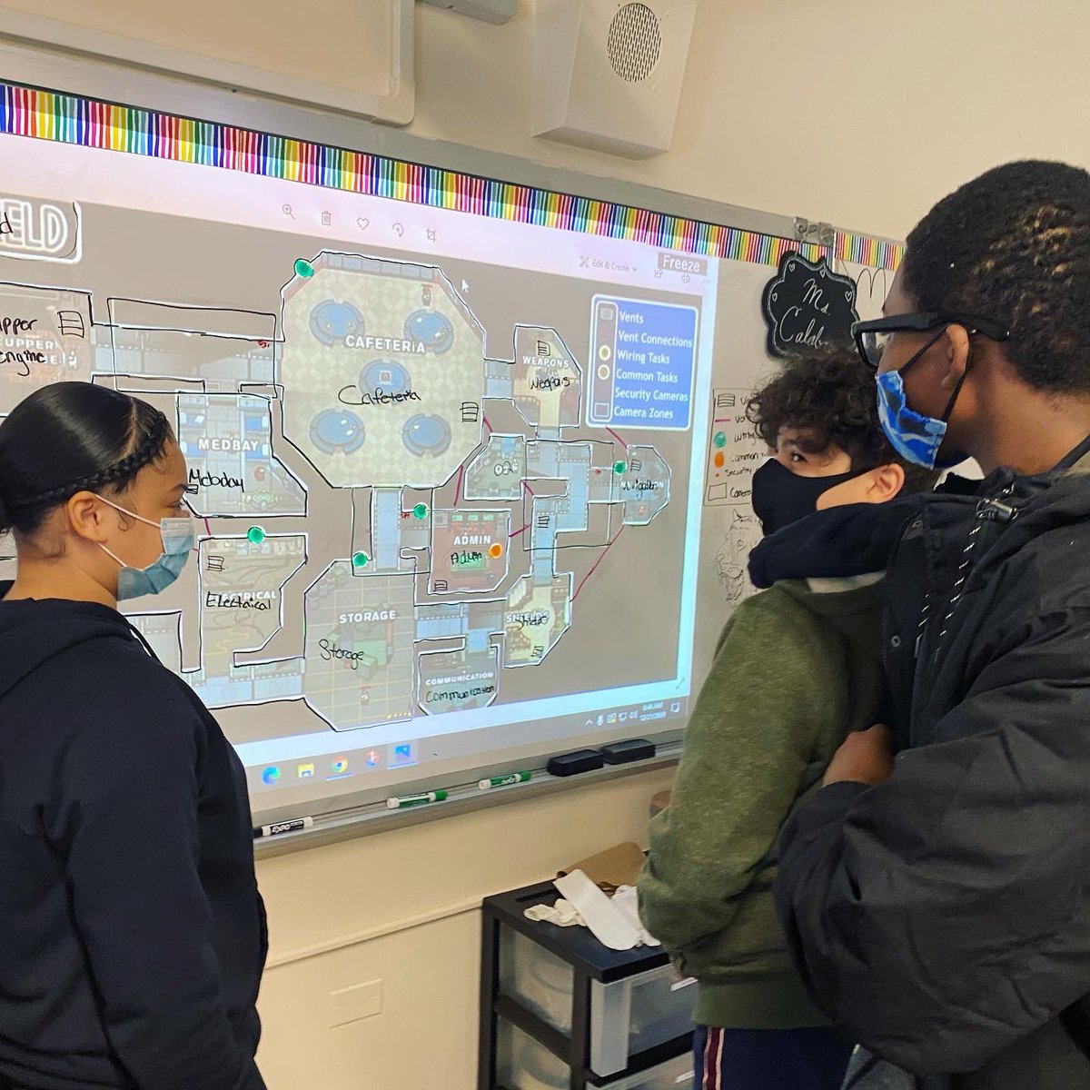 whhs_tech's tweet photo. Among Us PBL ••• While we’re waiting on software for our 3D printer, we’re moving forward with the next steps of recreating the game maps! Making note of the vent connections, cam areas, and types of tasks! https://t.co/JO2UjZnP3a