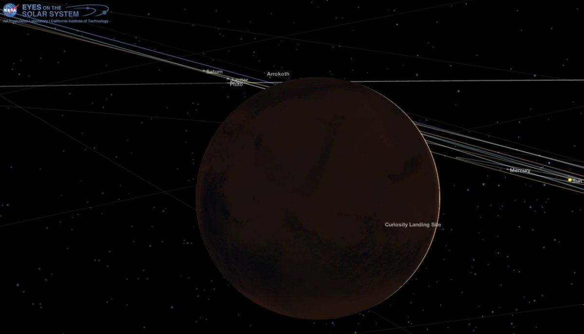 simulation showing the positions of Saturn and Jupiter as seen from Mars