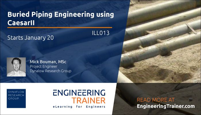 EngineeringTrnr's tweet photo. January 20th the course 'Buried Piping Engineering using CaesarII' starts.

The course provides you with a solid understanding of the different technical and design aspects involved with buried piping and the ability to analyze them.

Ensure your seat now!
https://t.co/PR894z8gZn https://t.co/pbAJpmGSxm