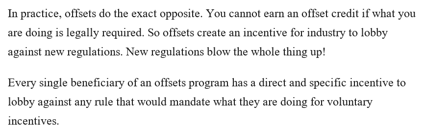 For the record,  @dcullenward here lays out what I think is probably the most compelling argument about the fundamental problem with offsetting here.And it's not about additionality, verification or permanence, it's about POLITICAL ECONOMY (ffs)