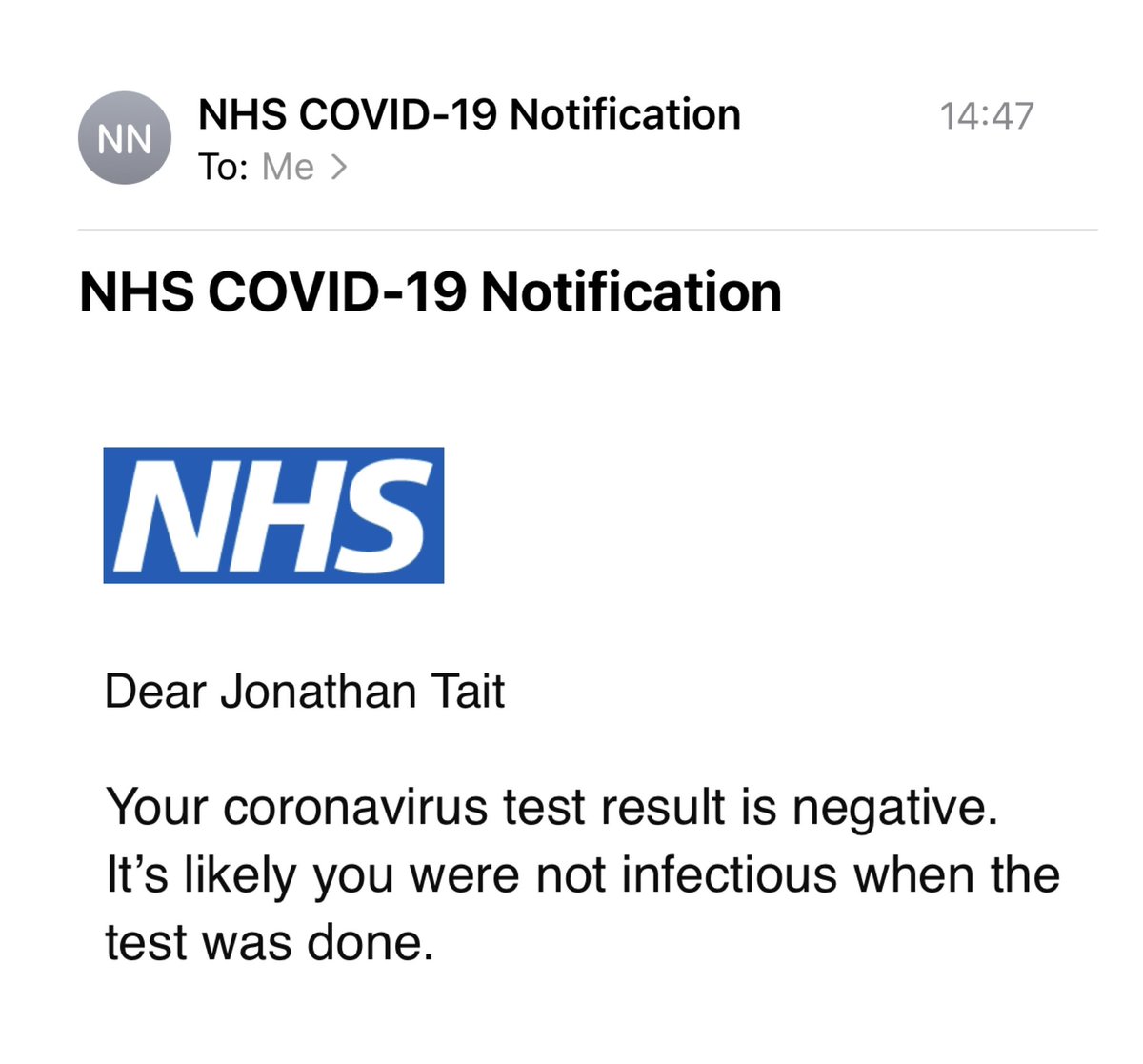 My results arrived in almost exactly 30 mins via text and email. Pretty efficient, as long as it’s accurate.