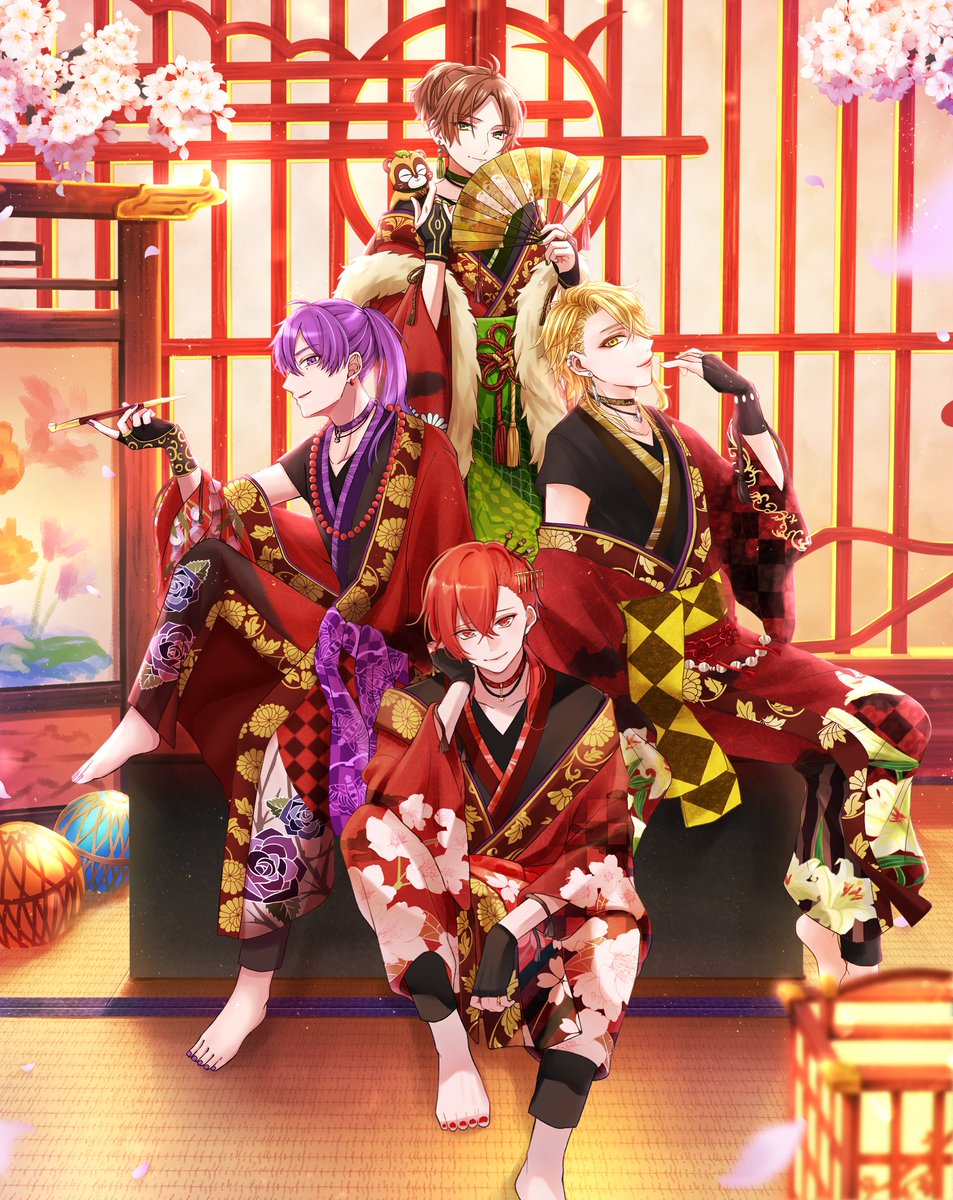 合作FA】浦島坂田船 花魁衣装 4人で合作しました🌸 💚斗種