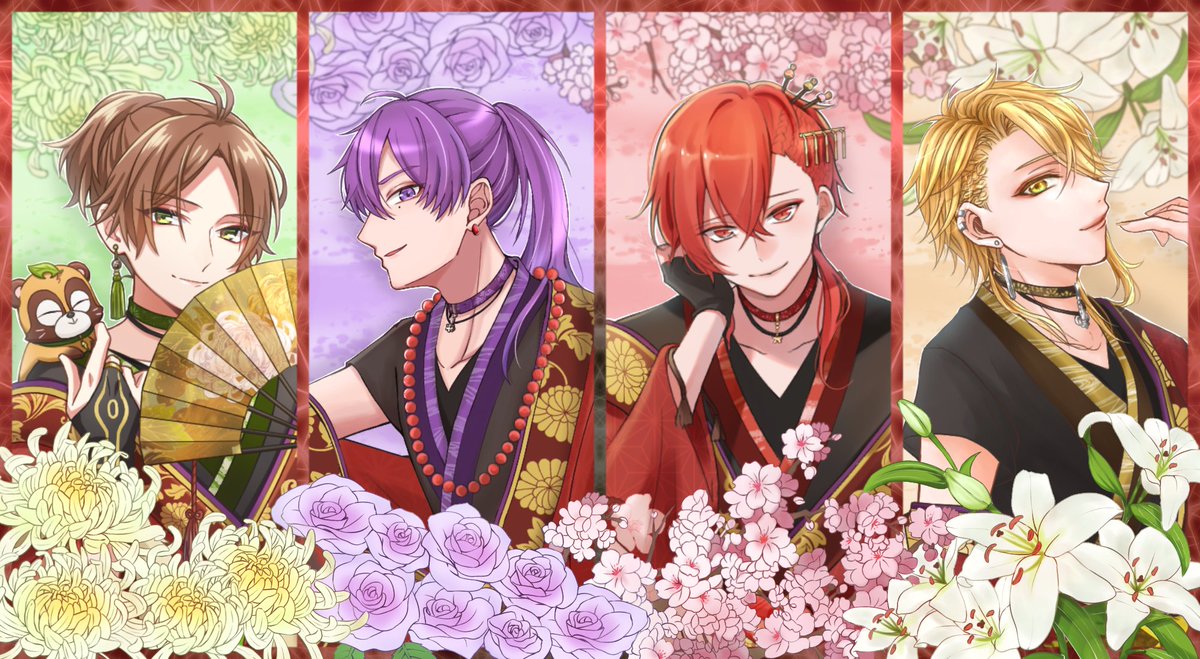 合作FA】浦島坂田船 花魁衣装 4人で合作しました🌸 💚斗種