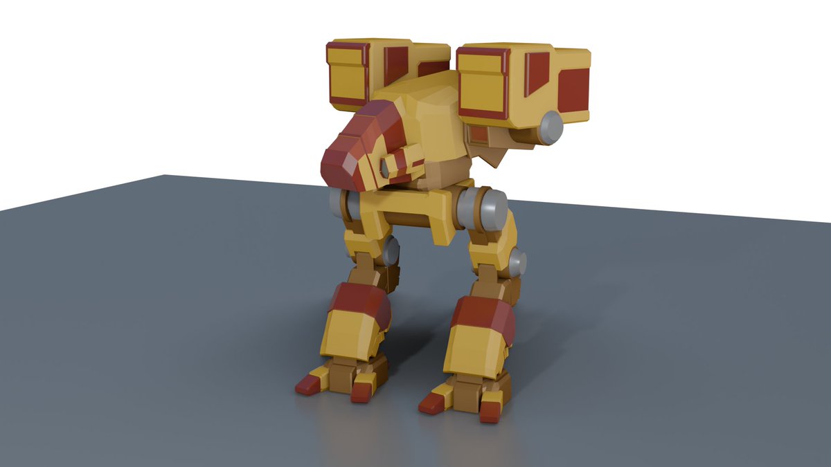 Ssilmath's tweet image. I’m trying my hand at 3d modeling, with my first project being a model of a Catapult CPLT-C1. #beginner #battletech #blender