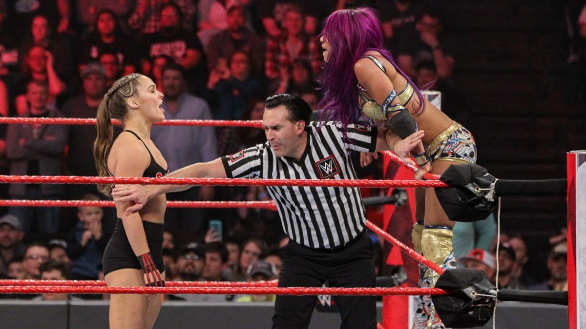 41 - Sasha Banks & Bayley vs Ronda Rousey & Natalya [Raw] [21/01/2019]1/2