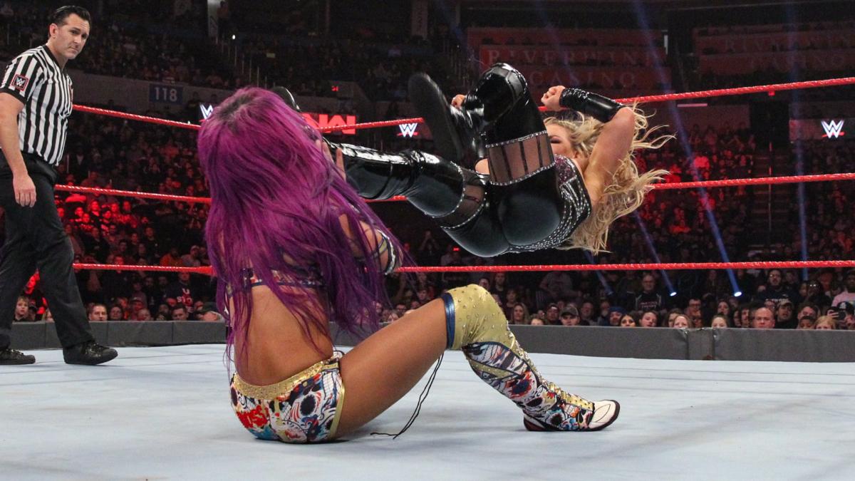 41 - Sasha Banks & Bayley vs Ronda Rousey & Natalya [Raw] [21/01/2019]1/2