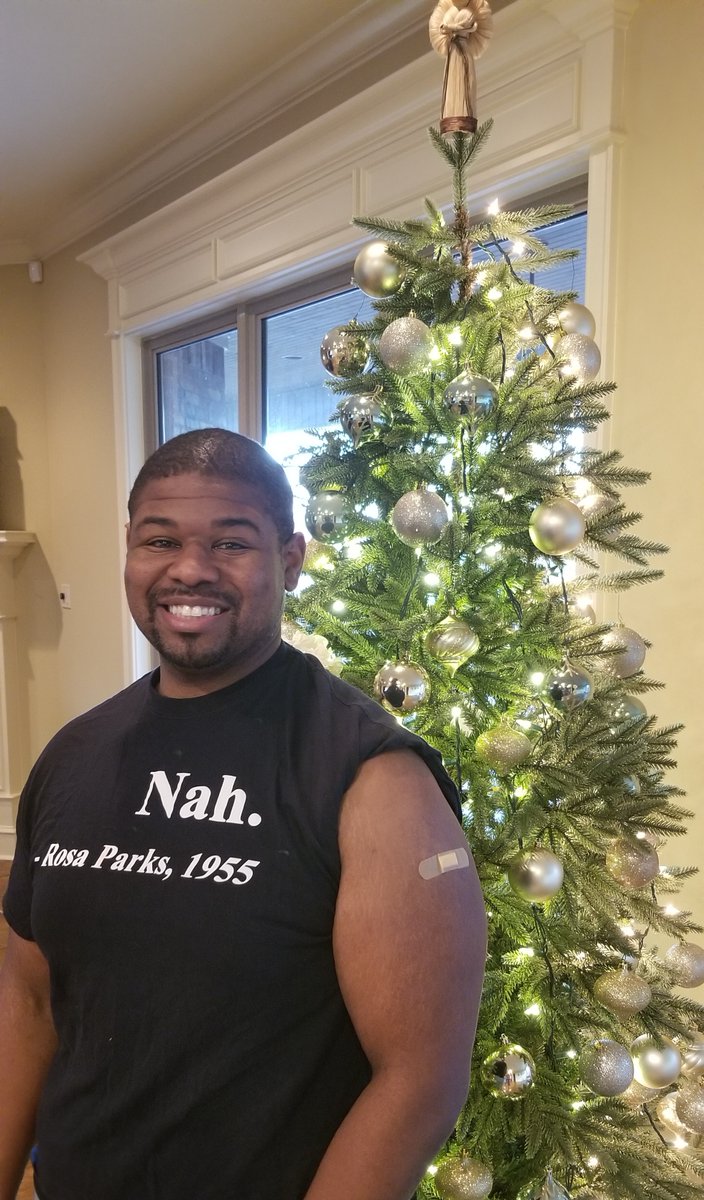 Saturday I received the Pfizer Covid-19 vaccination. I chose this T-shirt for my post shot photo because of the history of research atrocities in the Black American community (there are way more than Tuskegee). I have also personally felt both as a patient and a parent...