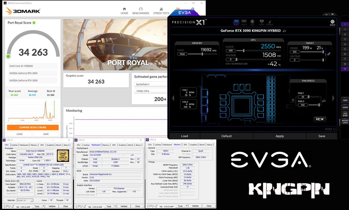 Another 3DMark World Record down! K|NGP|N takes another record with 2x EVGA GeForce RTX 3090 K|NGP|N cards