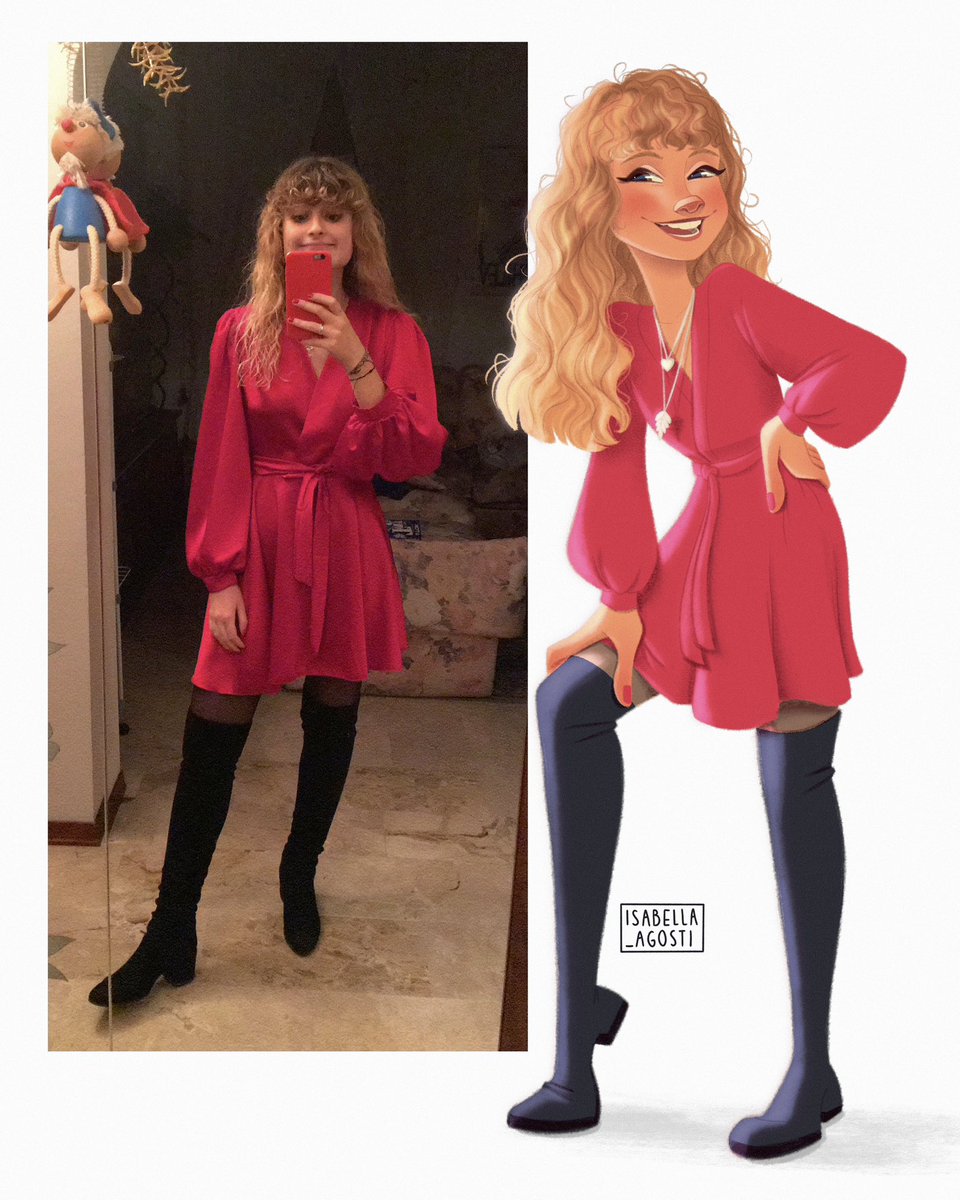AgostiIsabella's tweet photo. Last outfit drawing for a while! Since it’s Christmas week I thought I’d stay on topic and draw myself in my red dress that I only wear at this time of year 🎄

#ootd #christmas #procreate https://t.co/EIrKzsIIlp