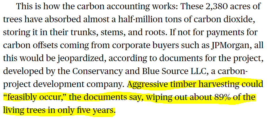 Meanwhile, the  @CarbonRegistry protocol says any tree that would be marketable can be sold as an offset. A much lower bar.  https://www.bloomberg.com/features/2020-nature-conservancy-carbon-offsets-trees/