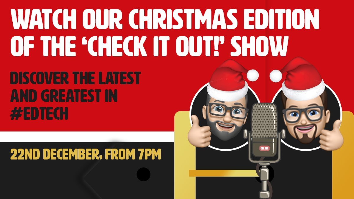 We are live again tomorrow from 7pm for our Christmas episode of the #CheckItOutShow. Hear from me &amp; <a href="/AlKingsley_Edu/">Al Kingsley MBE</a> where we'll be chatting with great guests on topics including #onlinesafety, #edtech confidence, #learningplatforms &amp; more! Join us here >> youtube.com/watch?v=sGjSOv…