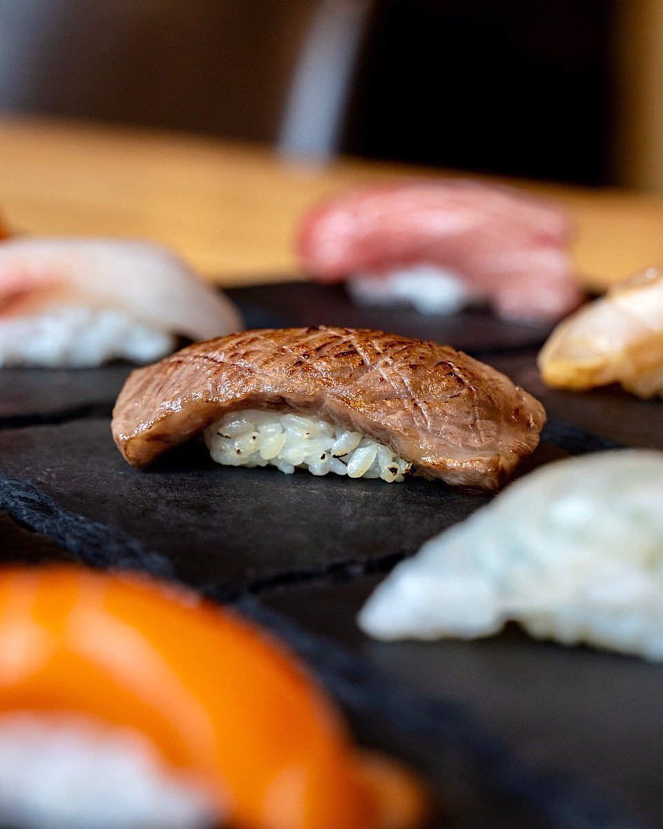 Wagyu Nigiri (Served with A5 Japanese Beef) from <a href="/krusacramento/">Kru</a> 
.
#EatingNorCal #wagyunigiri #wagyubeef #a5wagyu #sacramento #eatlocal