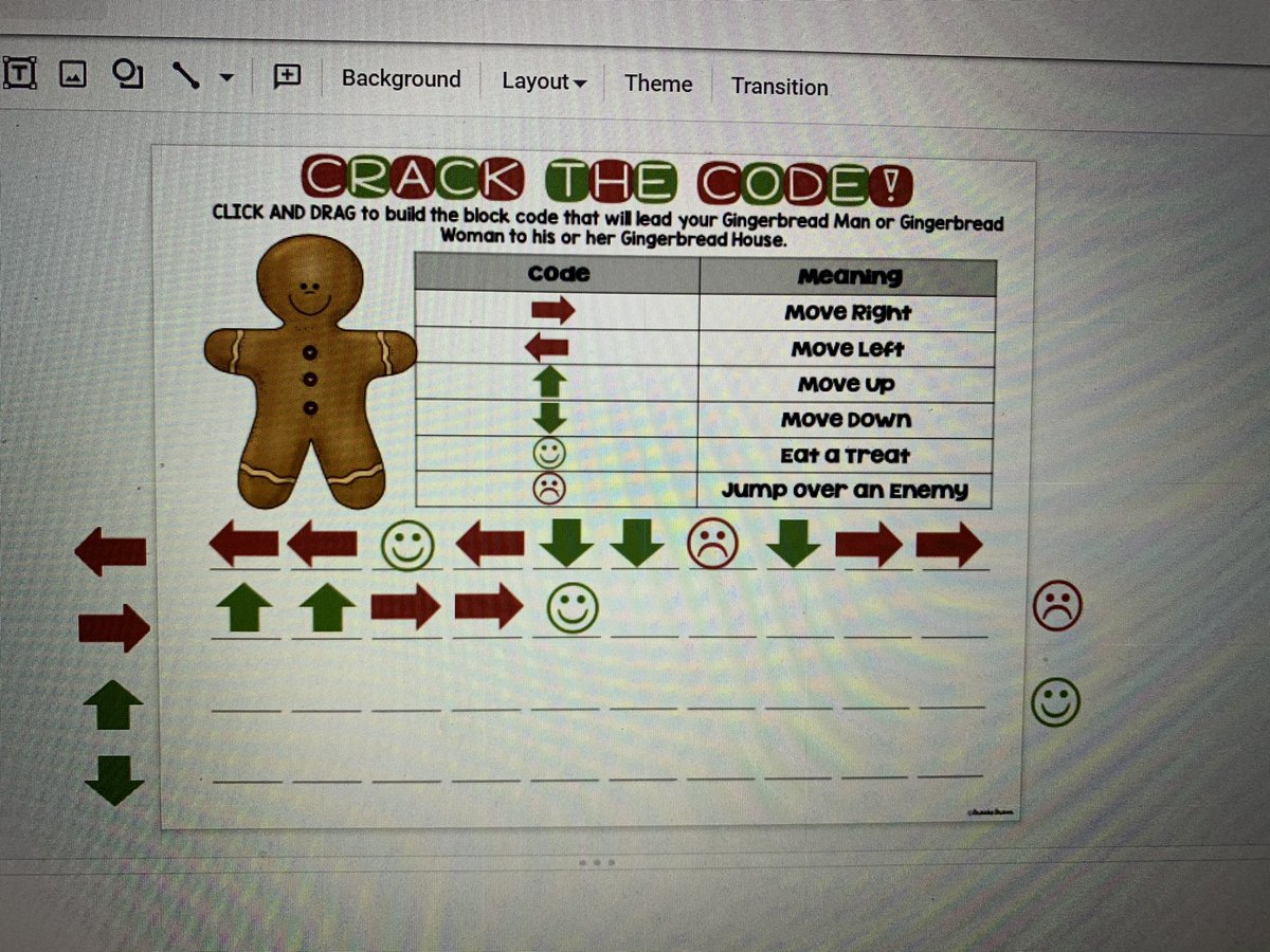 One of our gingerbread-themed activities for today is coding a path to help the gingerbread person reach their house! #wyproud