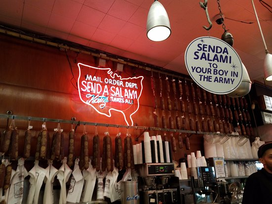 A food/family history anecdote: 1. When I first started dating  @ManCleves in the mid-90s he was living around the corner from Katz's deli in the Lower East Side of NYC, and when we went there I always cracked up at their "Send a Salami to your Boy in the Army" sign  #foodhist