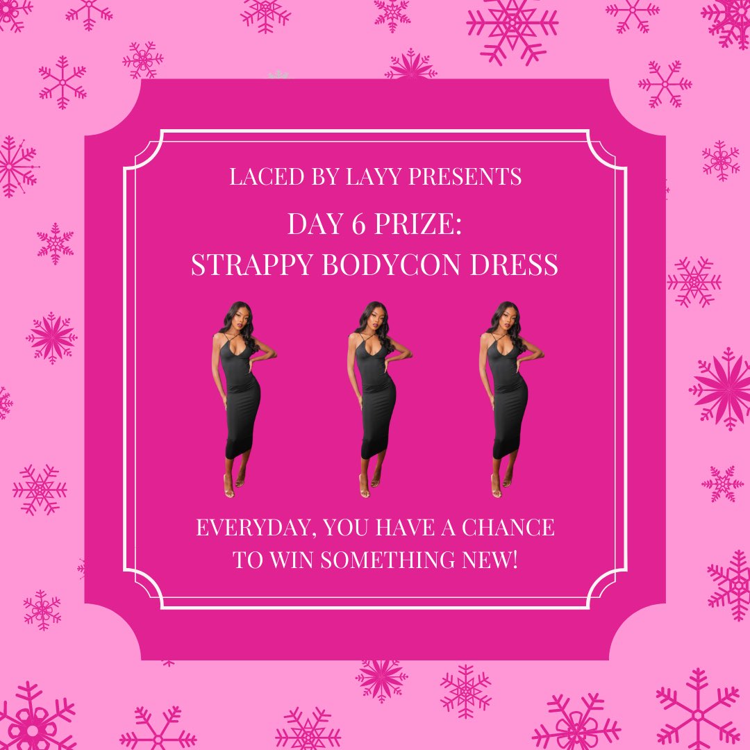 💗LACED BY LAYY GIVEAWAY💗

DAY 6 OF PINK CHRISTMAS: TODAY’S PRIZE IS OUR STRAPPY BODYCON DRESS 💕

Enter our giveaway:
1. Follow us + like this photo
3. Tag at least 3 friends, each additional friend=additional entry ☺️
4. Fill this out: lacedbylayy.co/pages/10-days-…

Then you’re set!