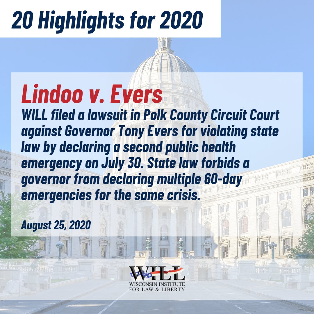 WILawLiberty's tweet photo. #WILL2020: "This lawsuit is about our system of government and the rule of law. Governor Evers cannot seize these time-limited emergency powers more than once without legislative approval.”
--> https://t.co/tKsKhPbf91 https://t.co/8YREm8an2y