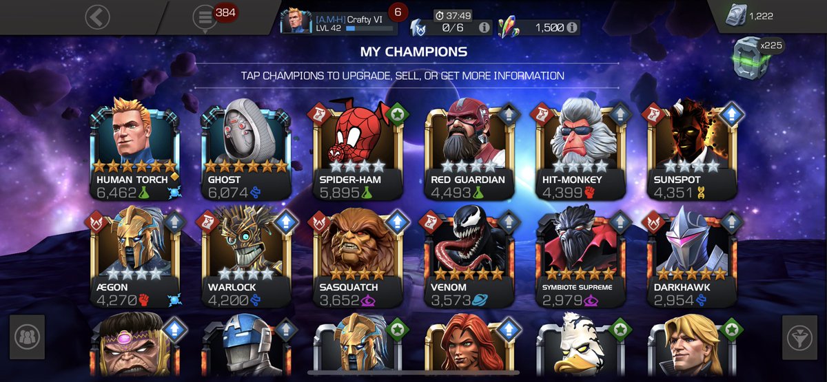 Crazy GGC luck in #marvelContestofChampions on my 1 month old FTP account ... atypical FTP luck for sure ... a 6 star nexus and 15k 6 star shards hit lead to this