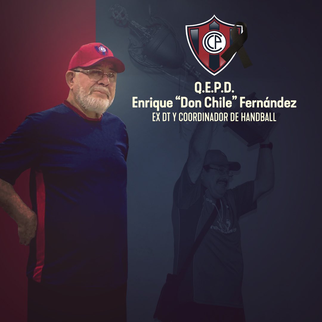 CCP1912oficial's tweet photo. Hoy nos toca despedir a Enrique Fernández, quien por más de 30 años estuvo al mando del Handball en nuestra institución 🤾‍♀️ 

DT y coordinador de todas las categorías, campeón en innumerables ocasiones con el Ciclón 🌪

¡Que en paz descanses, Don Chile! 🙏

#SomosPueblo 🔵🔴 https://t.co/b026Cx07OO